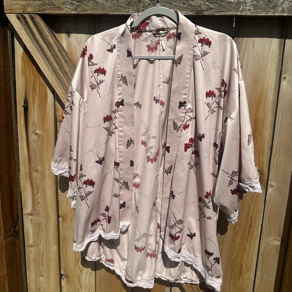 Free People Floral Kimono Shirt
